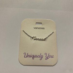NWT Vanessa Personalized Name Silver Pendant 16-20" Necklace Uniquely You
